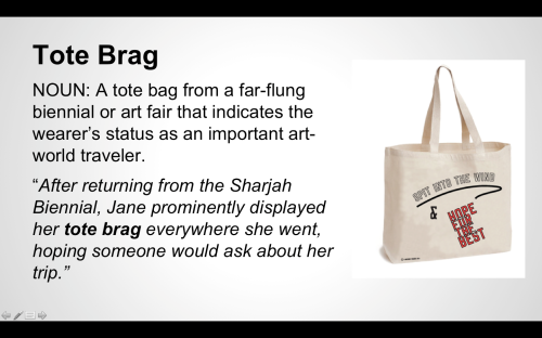 "Tote Brag" from the Women Inc. Lexicon